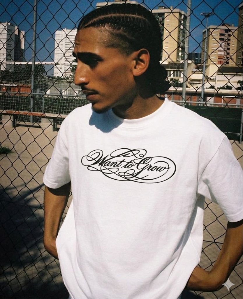 Model in white tee